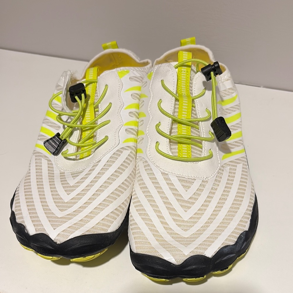 White and Yellow Hike Footwear Barefoot Shoes
